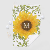 イエローサンフラワーフローラカスタムモノグラムレディース ゴルフタオル (インサイチュ)