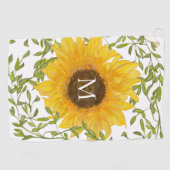 イエローサンフラワーフローラカスタムモノグラムレディース ゴルフタオル (横)