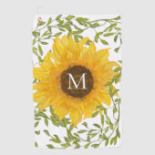 イエローサンフラワーフローラカスタムモノグラムレディース ゴルフタオル (正面)