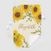 イエローサンフラワーフローラカスタムモノグラムレディース ゴルフタオル (インサイチュ)