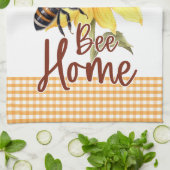 イエローサンフラワーフローラギンガムビーハッピーサンシャイン キッチンタオル (折り畳み)