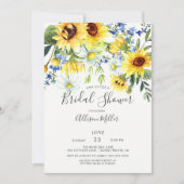 イエローサンフラワーフローラブライダルシャワー 招待状 (正面)
