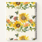 イエローサンフラワーフローラ水色カスタムレシピ ノートブック (裏面)