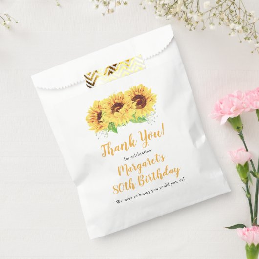 イエローサンフラワーフローラ80誕生日サンキュー フェイバーバッグ (封をした状態)