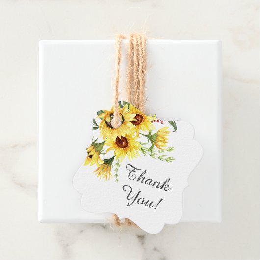 イエローサンフラワーブライダルシャワーお願いギフトラベル フェイバータグ (インサイチュ)