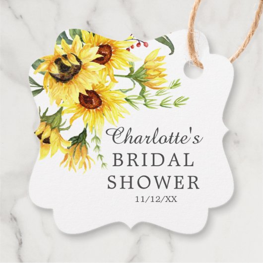 イエローサンフラワーブライダルシャワーお願いギフトラベル フェイバータグ (裏面)
