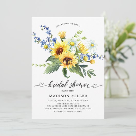 イエローサンフラワーブライダルシャワー 招待状 (スタンド正面)