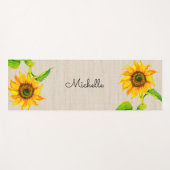 イエローサンフラワーブラウン素朴フローラヨガマット ヨガマット (正面(横))