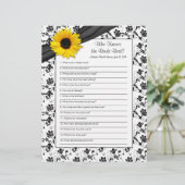 イエローサンフラワーブラックフローラブライダルシャワーゲーム (スタンド正面)