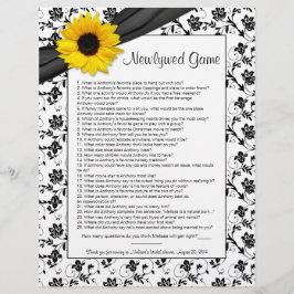 イエローサンフラワーブラックフローラブライダルシャワーゲーム