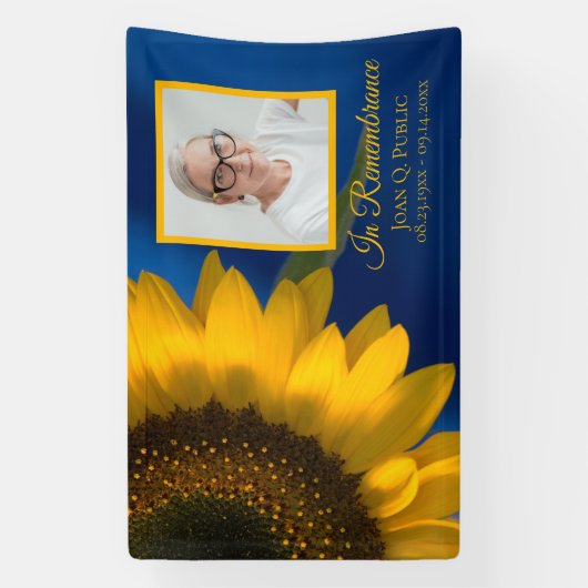 イエローサンフラワーブルーお祝いの葬式 横断幕 (縦)