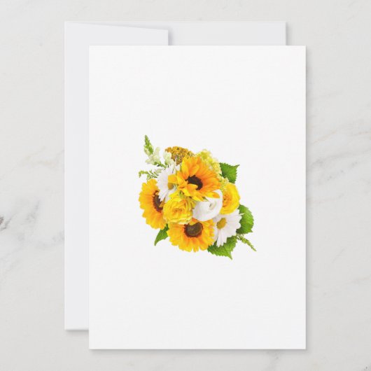 イエローサンフラワーホワイトデイジーフローラ90誕生日 招待状 (裏面)