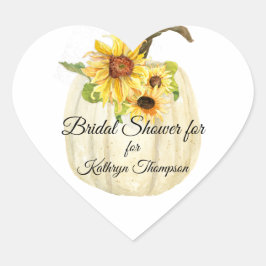 イエローサンフラワーホワイトパンプキン秋ブライダルシャワー ハートシール