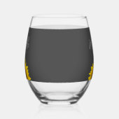 イエローサンフラワーボタニカルシンプルグレイ ステムなしワイングラス (右)