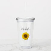 イエローサンフラワーモノグラムエレガントタイポグラフィ アクリルタンブラー (正面)