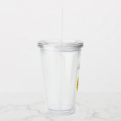 イエローサンフラワーモノグラムエレガントタイポグラフィ アクリルタンブラー (右)