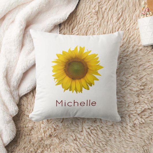 イエローサンフラワーモノグラムカントリーフローラ クッション (ブランケット)