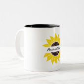 イエローサンフラワーモノグラムマグデザイン ツートーンマグカップ (正面左)