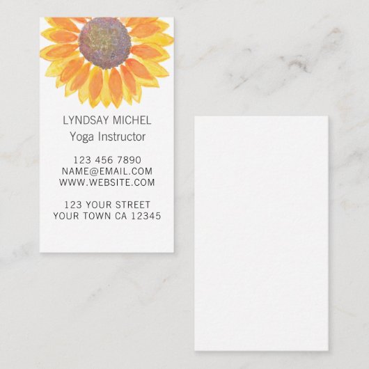イエローサンフラワーヨガインストラクター名刺 名刺 (正面/裏面)