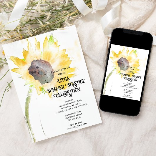 イエローサンフラワーリトサマー至お祝い 招待状