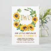 イエローサンフラワーリース2nd誕生日招待状 招待状 (スタンド正面)