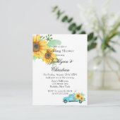 イエローサンフラワーヴィンテージアクアトラックウェディングシャワー 招待状 (スタンド正面)