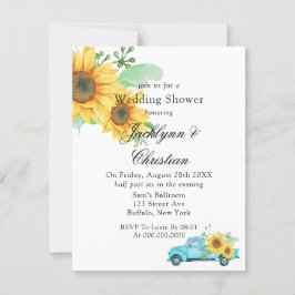 イエローサンフラワーヴィンテージアクアトラックウェディングシャワー 招待状