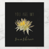 イエローサンフラワー感動的引用文ブラック ワインラベル (シングルラベル)