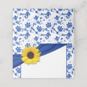 イエローサンフラワー王室のブルーフローラ結婚ズ プレイスカード (外部開封)