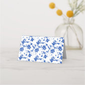 イエローサンフラワー王室のブルーフローラ結婚ズ プレイスカード (裏面)