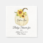イエローサンフラワー秋ホワイトカボチャ赤ちゃんシャワー スタンダードカクテルナプキン (正面)