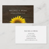 イエローサンフラワー素朴ウッドシンプルビジネスカード 名刺 (正面/裏面)