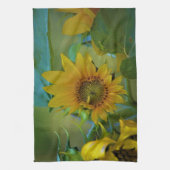 イエローサンフラワー絵画ズガーデンフローラアート キッチンタオル (縦)