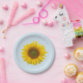 イエローサンフラワー開花フローラカントリーブルー ペーパープレート (パーティー)