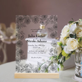 イエローサンフラワー離れズガーデンミニマル結婚リスト アクリル招待状