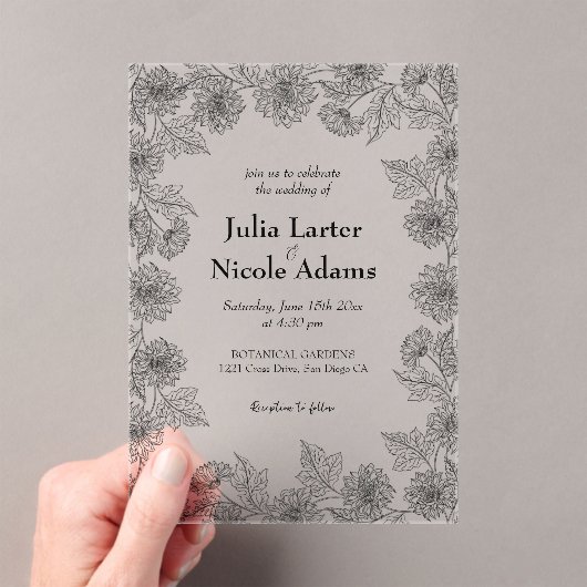 イエローサンフラワー離れズガーデンミニマル結婚リスト アクリル招待状 (インサイチュ (ポータブル))