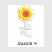 イエローサンフラワー(かわいいラベル)手書き名 シール (シート)