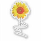 イエローサンフラワー(かわいいラベル)手書き名 シール (正面)