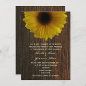 イエローサンフラワー&バーンウッド秋の結婚式 招待状 (正面/裏面)