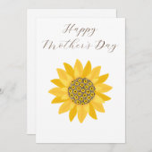 イエローサンフラワー、ミニマリスト、フォーラル、母の日 シーズンカード (正面/裏面)