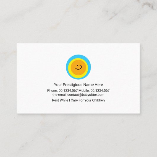 イエローサンベイビーシッター小さな地球の月 名刺 (裏面)