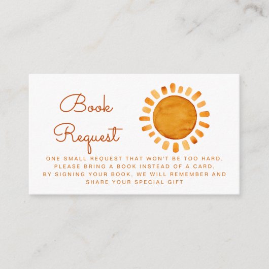 イエローサンベビーシャワー予約リクエスト エンクロージャーカード (正面)