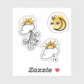 イエローサンムーンスターズ風のタトゥーフェイクステッカー シール (シート)