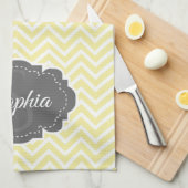 イエローシェブロンのキッチンタオル キッチンタオル (四つ折り)