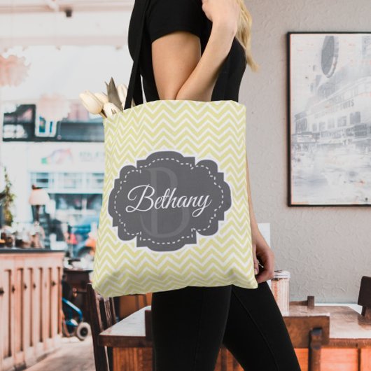 イエローシェブロンパーソナライズされたトートバッグ トートバッグ