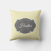 イエローシェブロンパーソナライズされた装飾用クッション クッション (裏面)