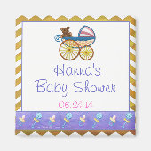 イエローシェブロンベビープラムベビーシャワーお気に入り マグネット (正面)