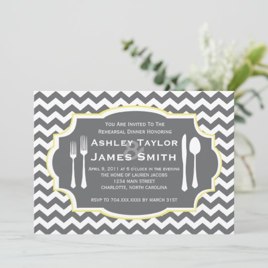 イエローシェブロンリハーサルディナー招待状 招待状 (スタンド正面)