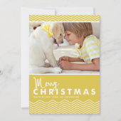 イエローシェブロン柄メリークリスマスフォト シーズンカード (正面)
