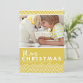 イエローシェブロン柄メリークリスマスフォト シーズンカード (スタンド正面)